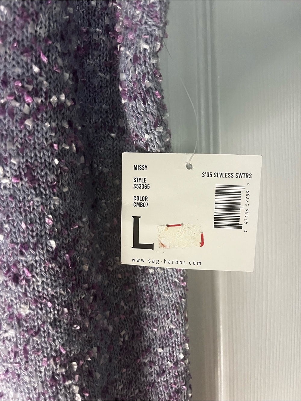 Sag Harbor Lavender Sleeveless Speckled Knit Tank - Picture 4 of 6